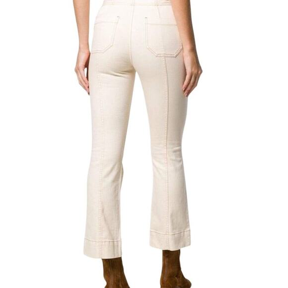Ulla Johnson “Ellis” Jean, High Waist Cropped Flared Button Front Ecru 25 - Picture 3 of 13